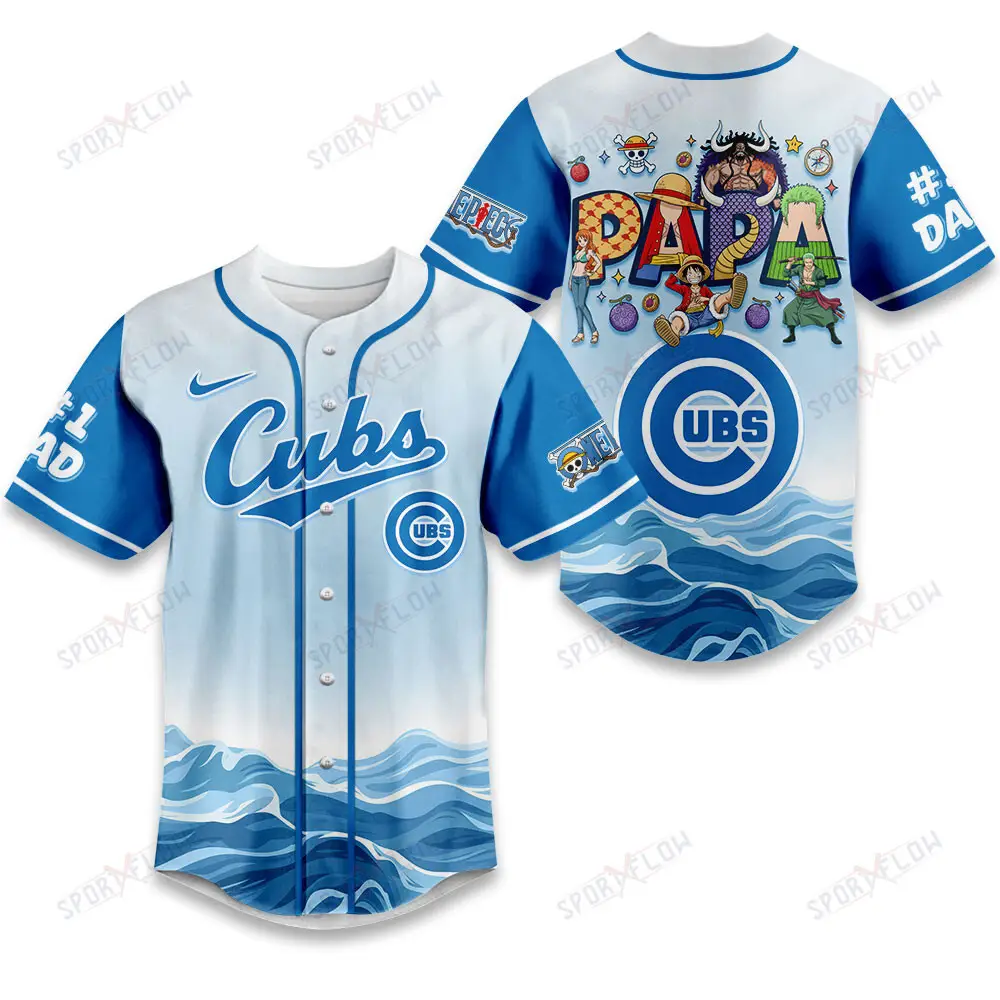 Chicago Cubs X One Piece Grand Line Papa Father'S Day Baseball Jersey Chicago Cubs X One Piece Grand Line Papa Father'S Day Baseball Jersey - Image 1