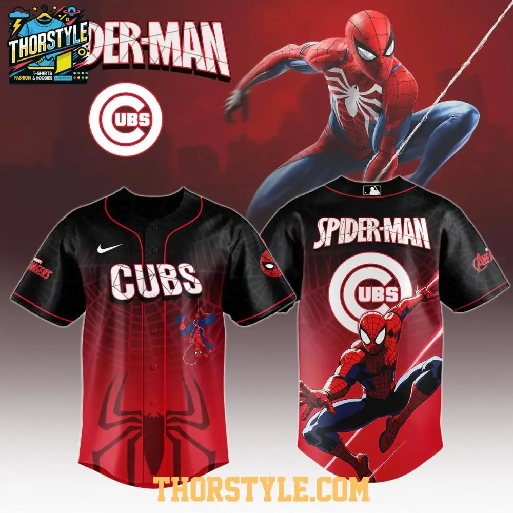 Chicago Cubs X Spider Man Game Night 2025 The Hero Baseball Jersey