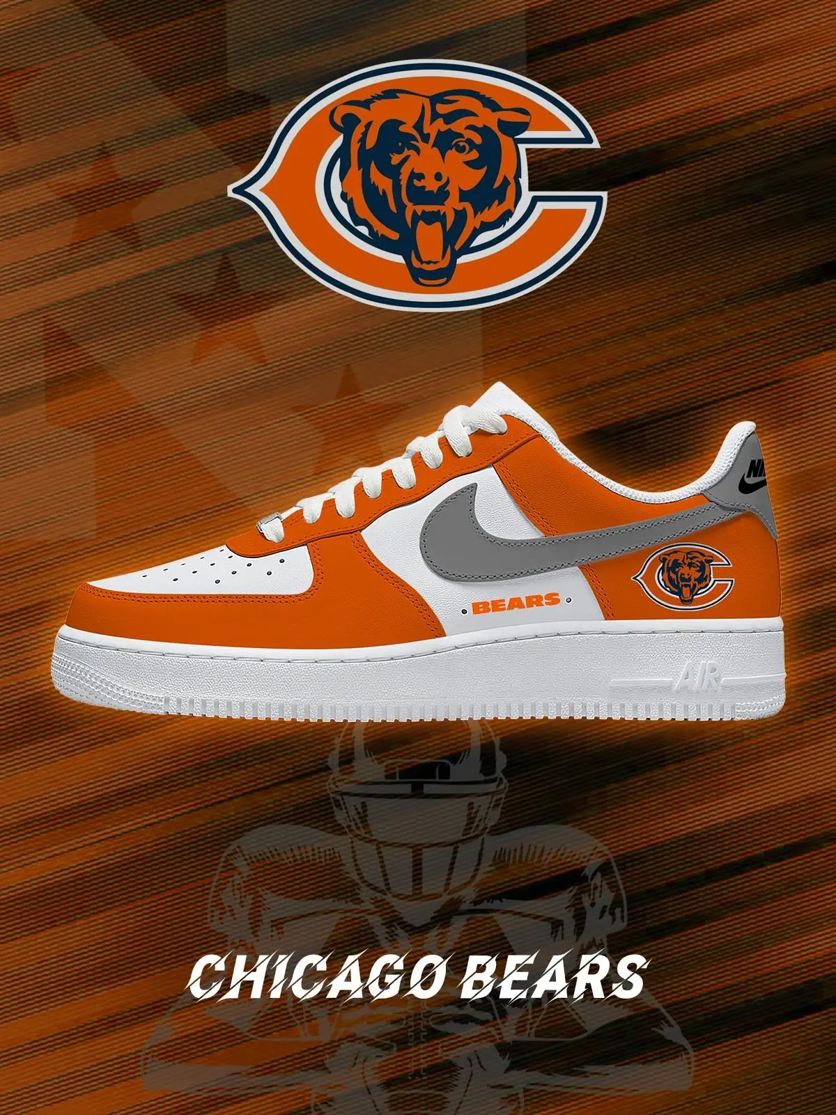 Chicago Football Custom Air Force 1 Sneakers - NFL Fan Edition | MM99 Chicago Football Custom Air Force 1 Sneakers - NFL Fan Edition | MM99 - Image 1