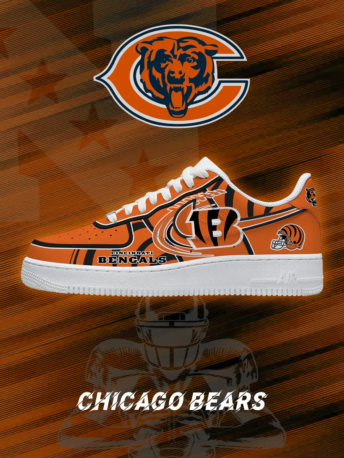 Chicago Football V.2 Custom Air Force 1 Sneakers - NFL Fan Edition | HS71