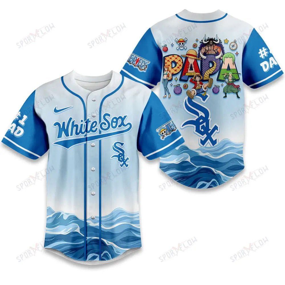 Chicago White Sox X One Piece Grand Line Papa Father'S Day Baseball Jersey