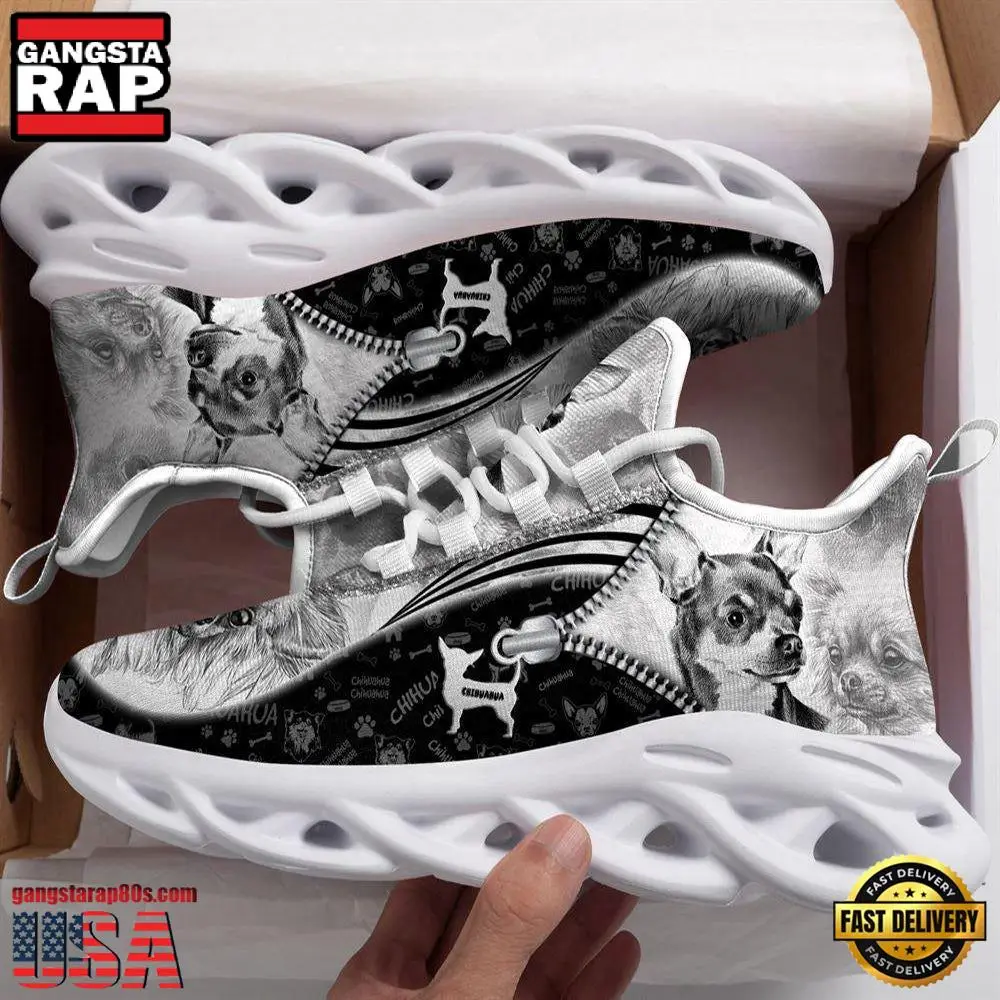 Chihuahua Sketch Dogs Lover Max Soul Shoes, Running Sneakers