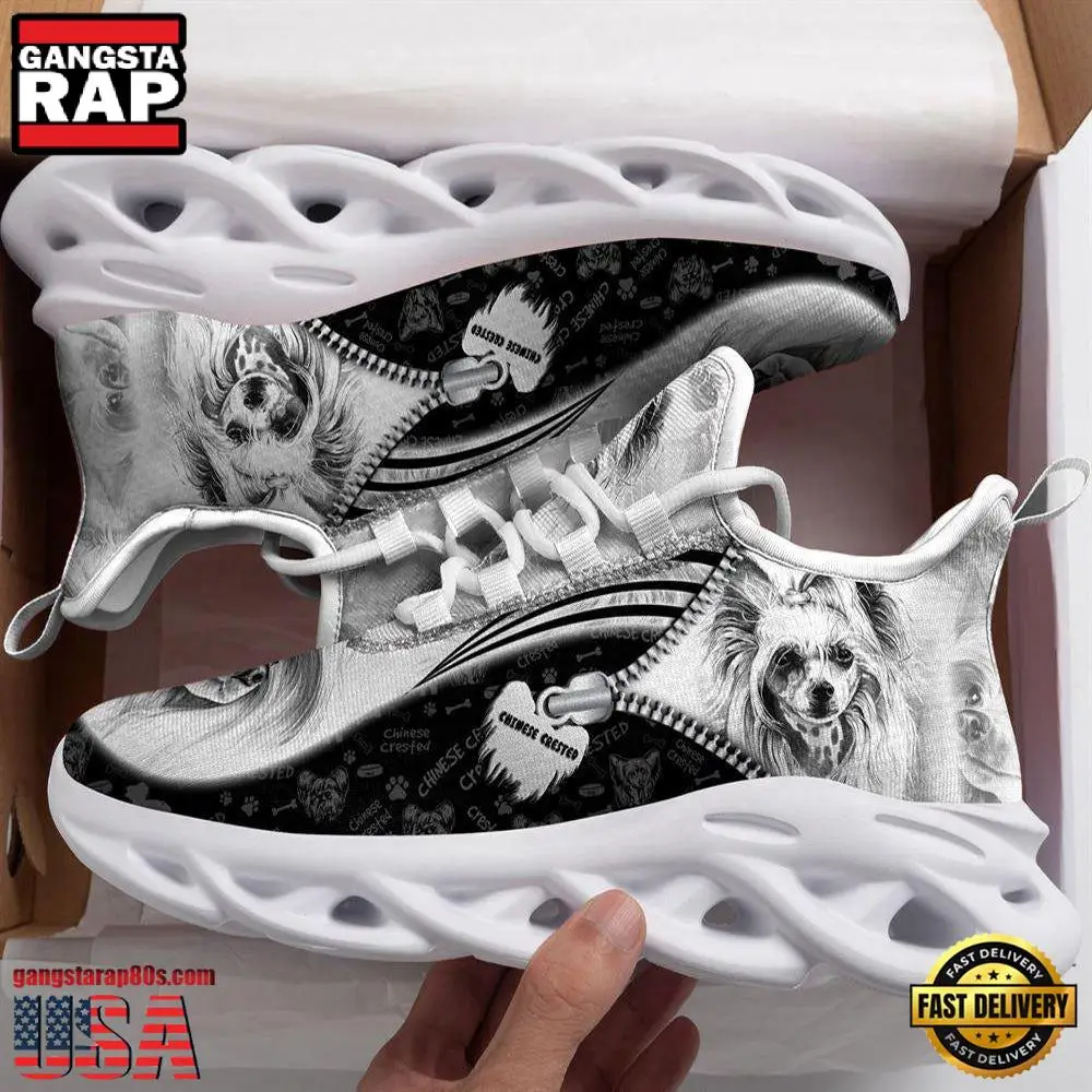 Chinese Crested Dog Sketch Dogs Lover Max Soul Shoes, Running Sneakers