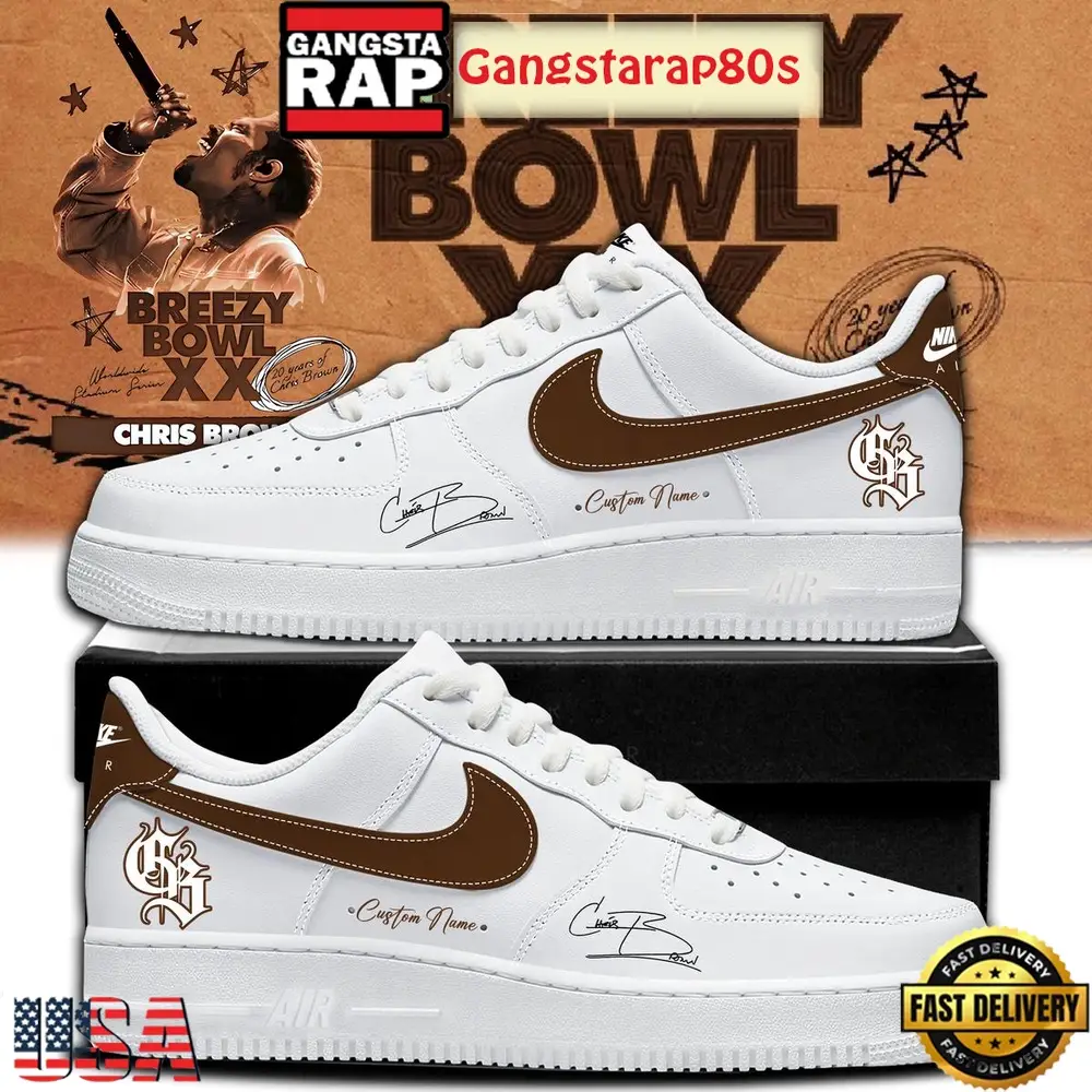 Chris Brown Breezy Bowl XX Air Force 1 Sneakers Shoes Chris Brown Breezy Bowl XX Air Force 1 Sneakers Shoes - Image 1