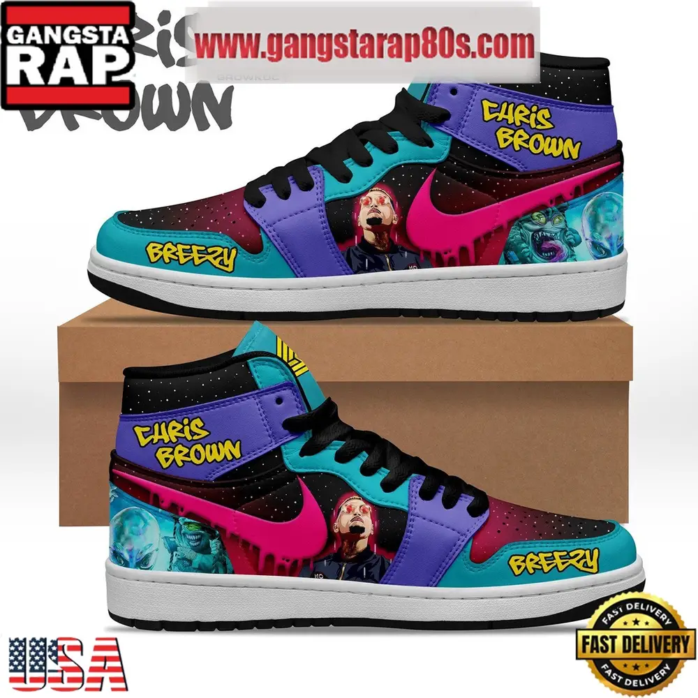 Chris Brown Breezy Fan Galaxy Air Jordan 1 Sneakers Shoes