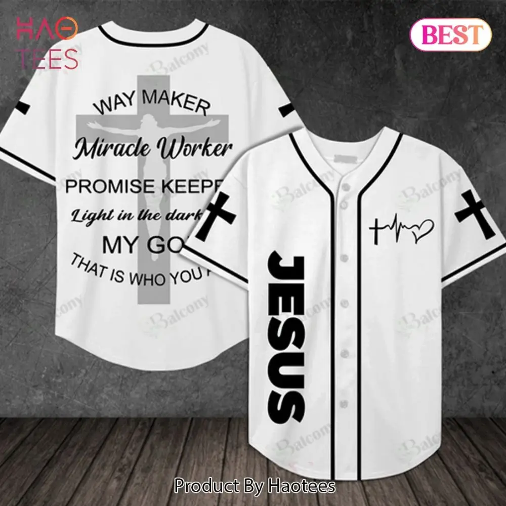 Christian Baseball Jersey - Inspirational Jesus Design With Cross & Quotes - Unisex Faith Apparel Christian Baseball Jersey - Inspirational Jesus Design With Cross & Quotes - Unisex Faith Apparel - Image 1