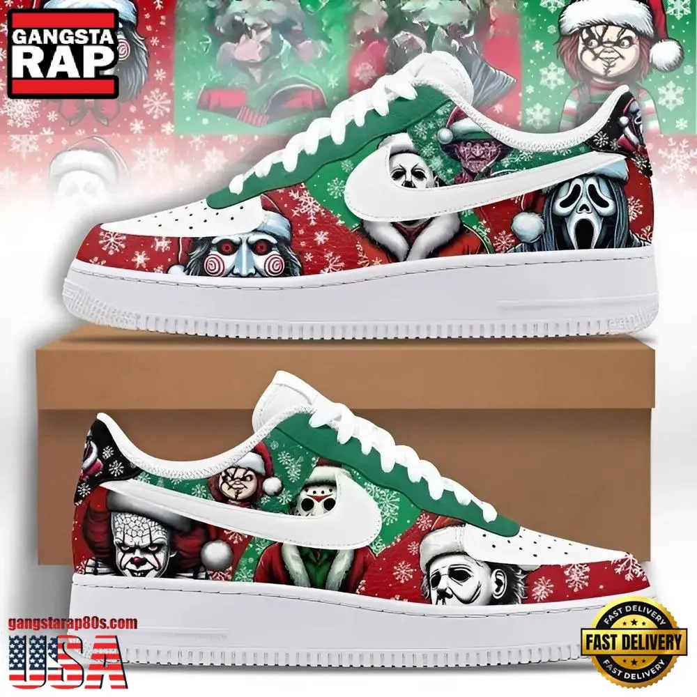 Christmas Time For Halloween Horror Movies Air Force 1 Shoes Sneakers
