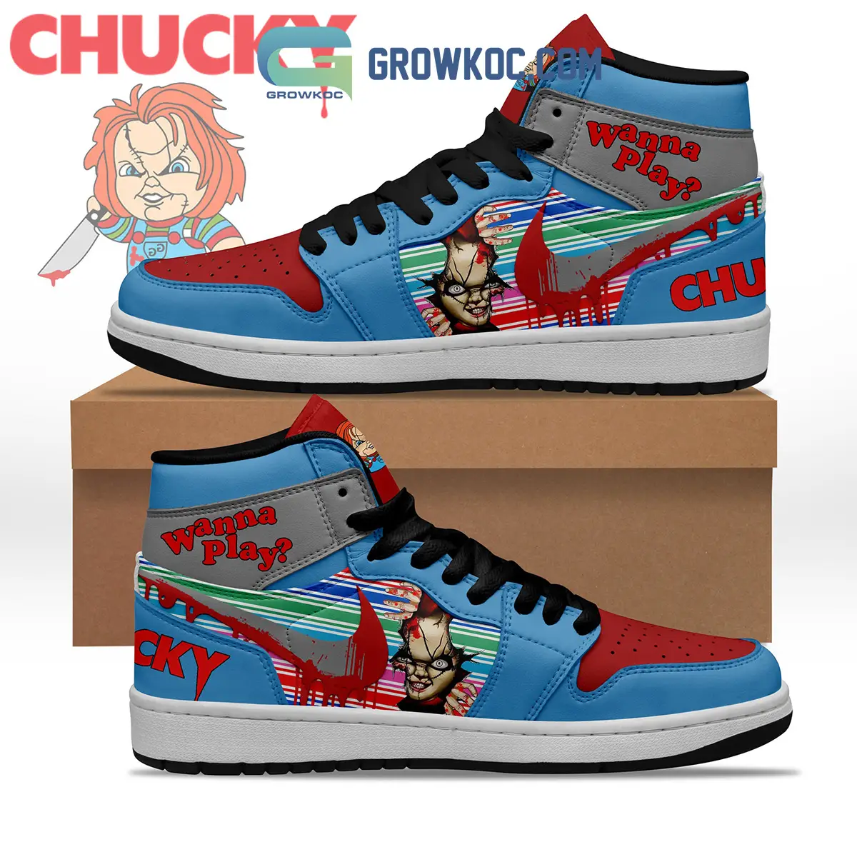 Chucky Child Play Wanna Play Air Jordan 1 Shoes Sneaker