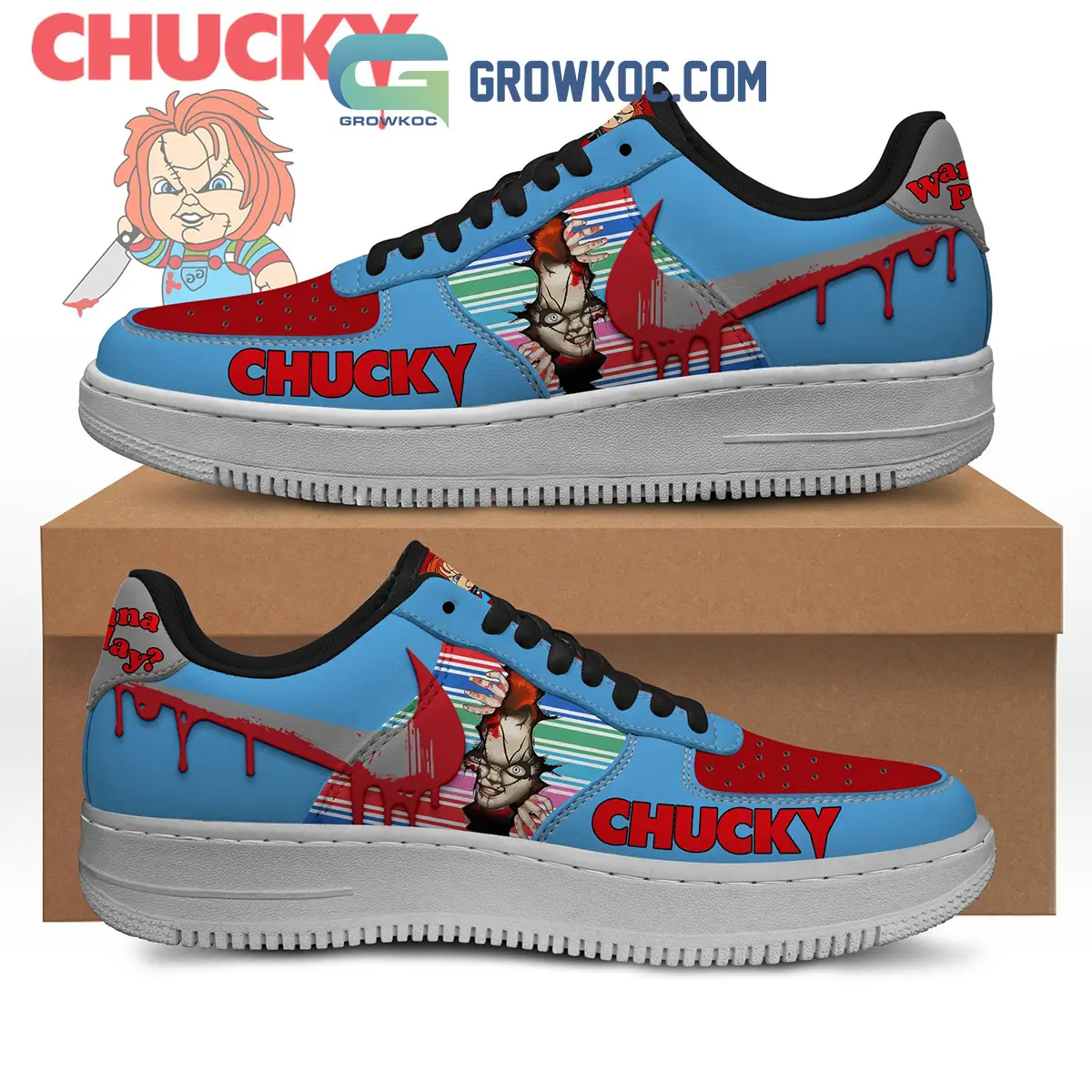 Chucky Wanna Play Child's Play Air Force 1 Shoes