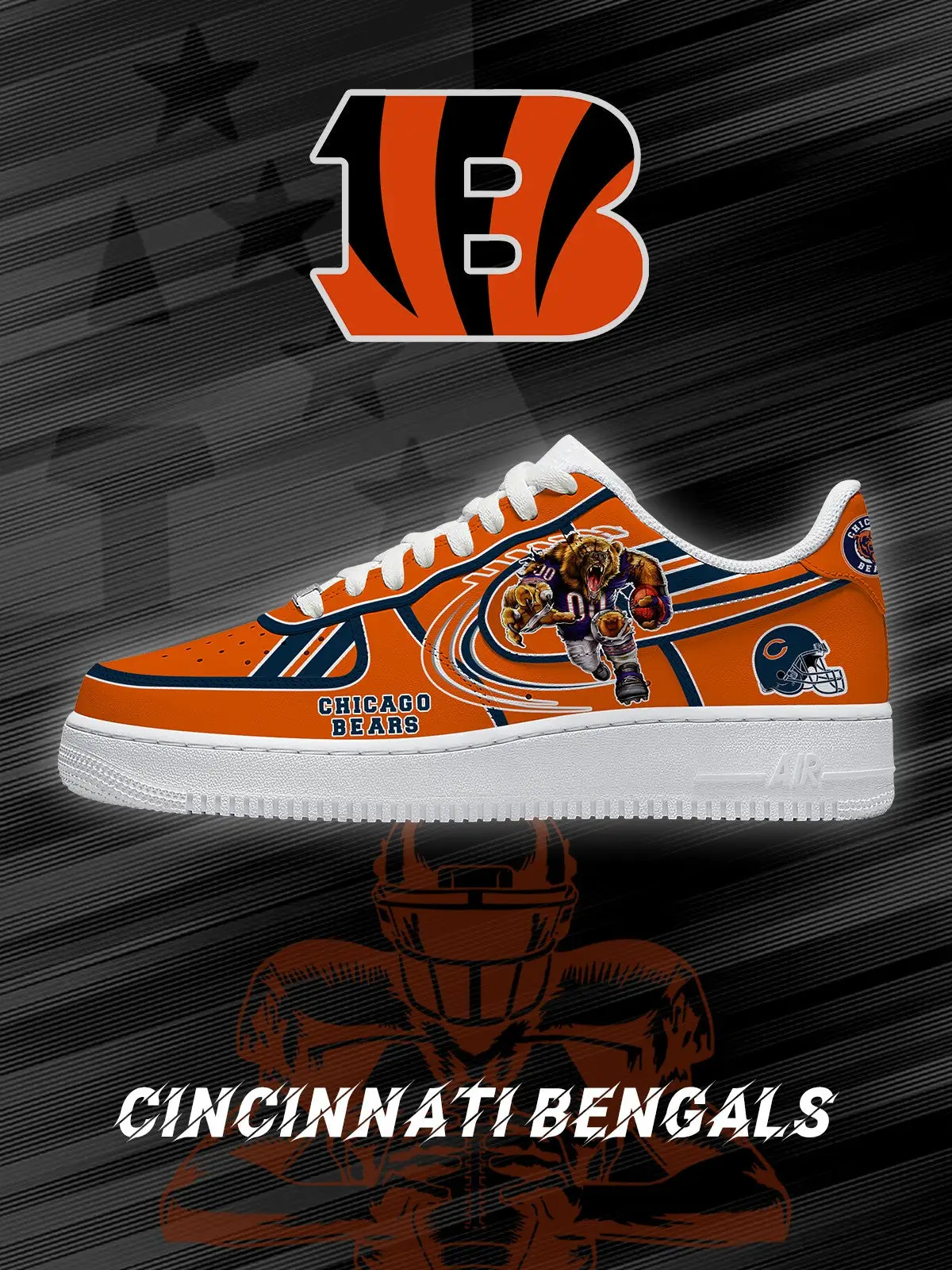 Cincinnati Football V.2 Custom Air Force 1 Sneakers - NFL Fan Edition | WF37
