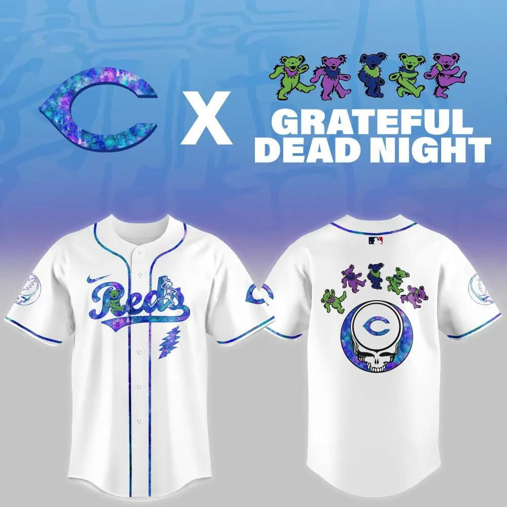 Cincinnati Reds Mlb X Grateful Dead Theme Night Game Baseball Jersey