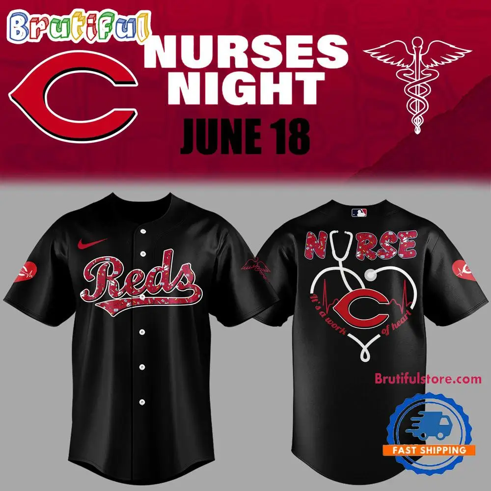 Cincinnati Reds NURSES NIGHT 2025 Black Jersey Shirt Cincinnati Reds NURSES NIGHT 2025 Black Jersey Shirt - Image 1