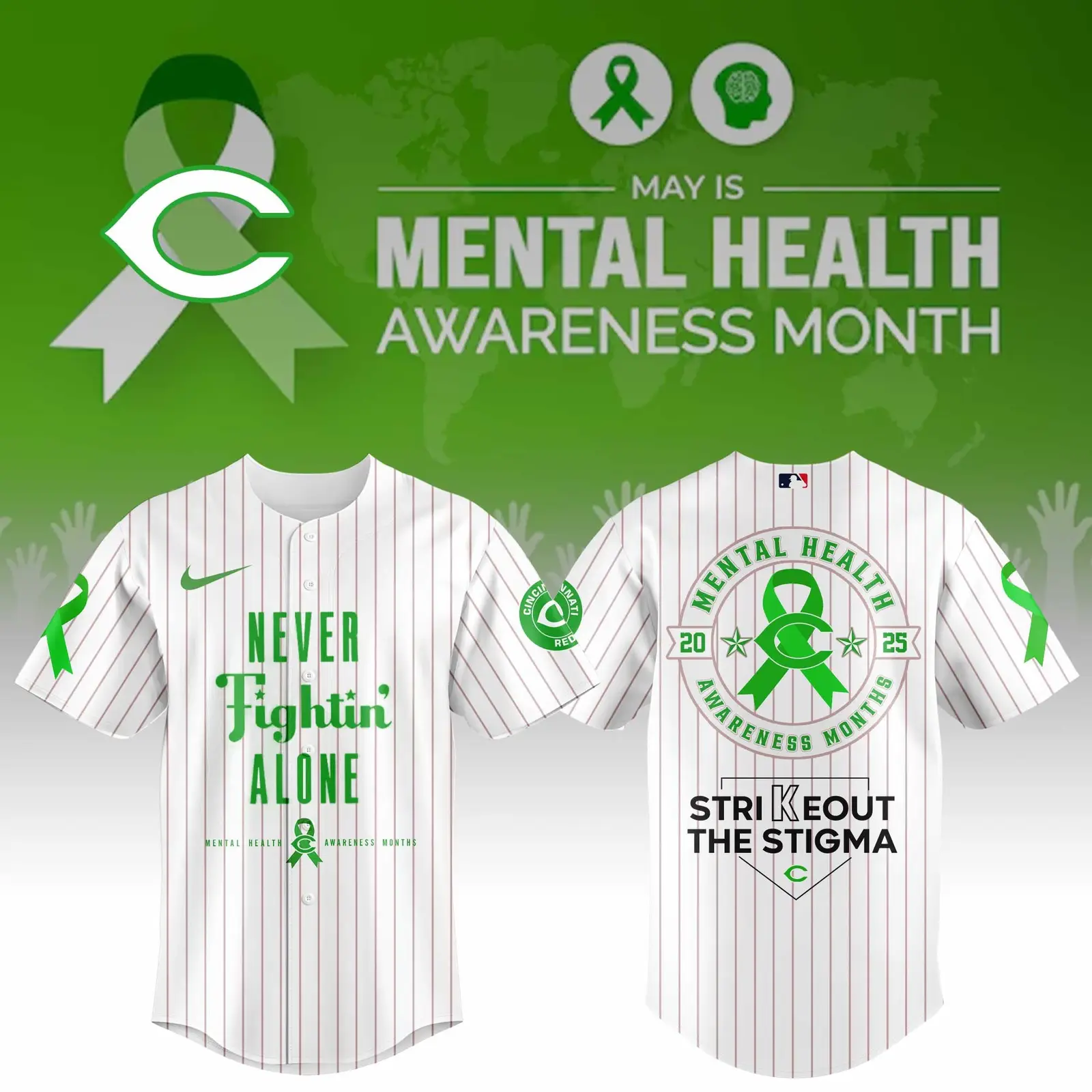 Cincinnati Reds Special Mental Health Awareness Week 2025 Jersey Cincinnati Reds Merch - Tazila Cincinnati Reds Special Mental Health Awareness Week 2025 Jersey Cincinnati Reds Merch - Tazila - Image 1