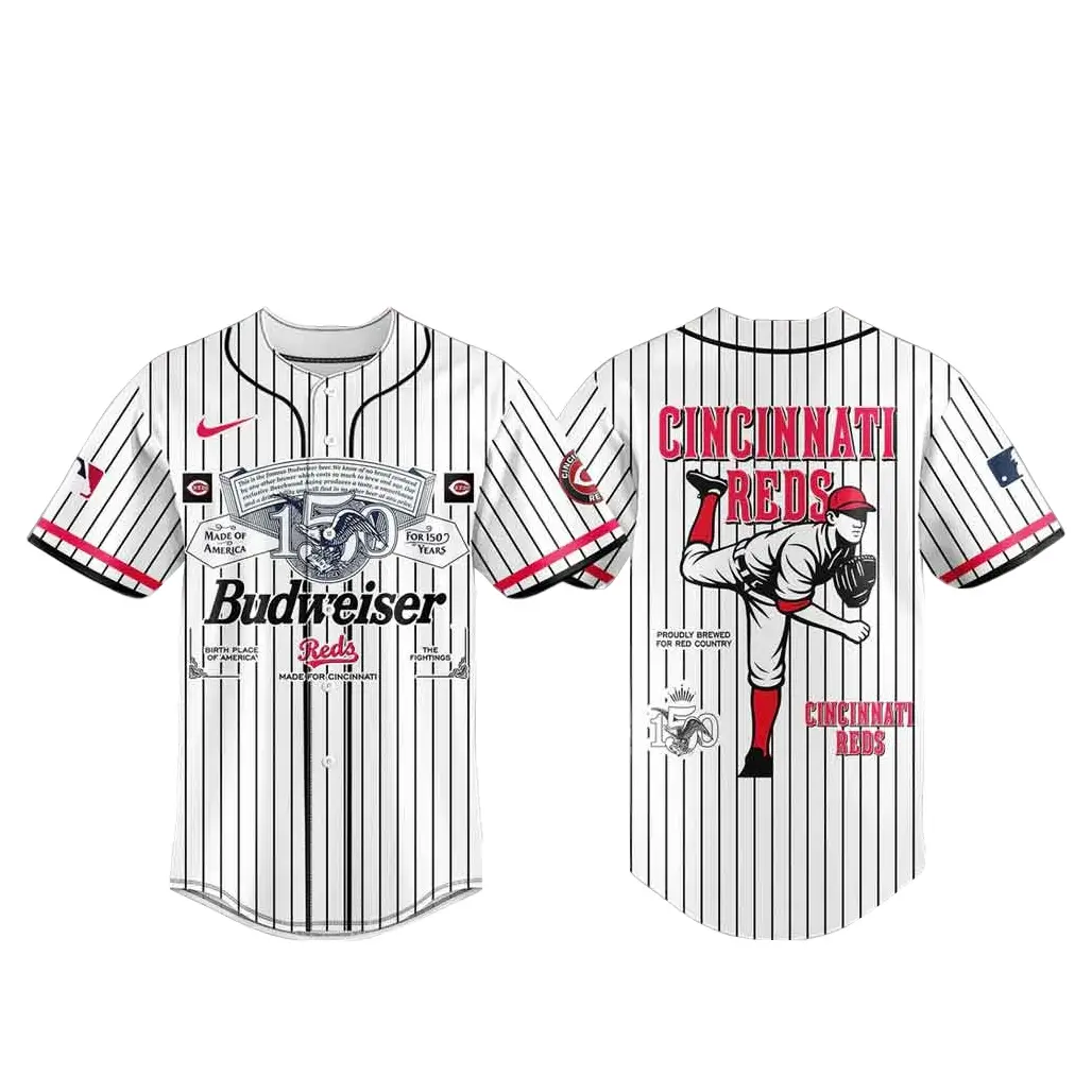 Cincinnati Reds X Budweiser 150Th Anniversary Baseball Jersey - Tazila
