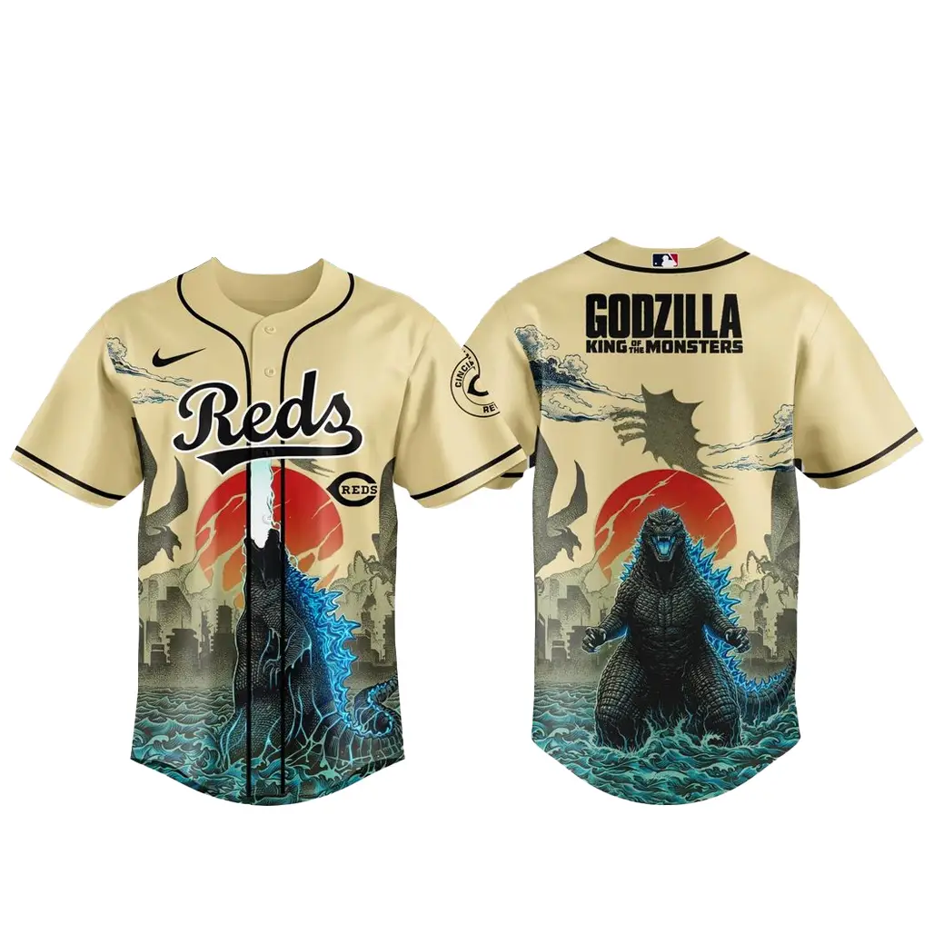 Cincinnati Reds x Godzilla King of The Monsters Baseball Jersey - Tazila