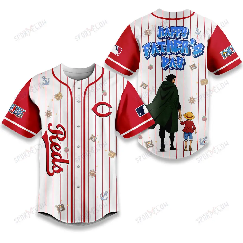 Cincinnati Reds X One Piece Dragon & Luffy Dad Baseball Jersey