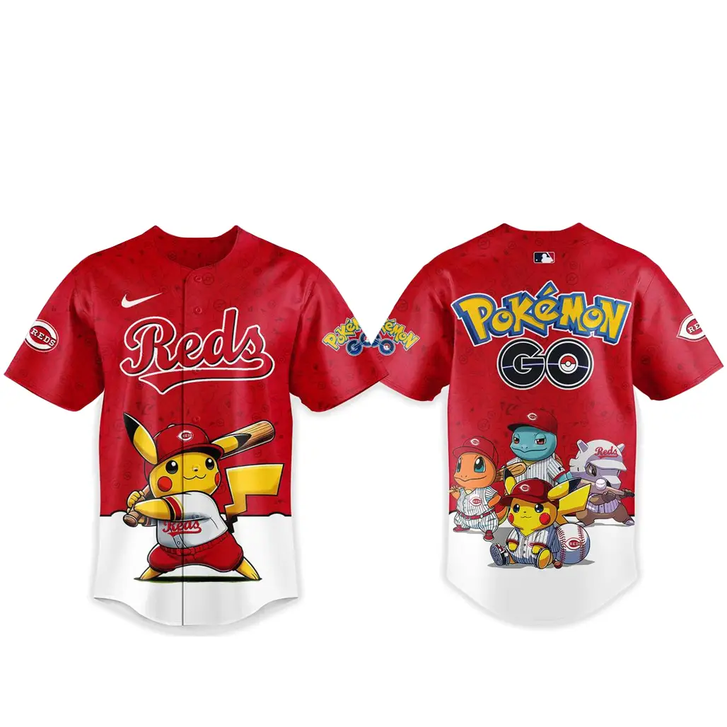 Cincinnati Reds x Pokemon Go Night 2026 Baseball Jersey - Tazila Cincinnati Reds x Pokemon Go Night 2026 Baseball Jersey - Tazila - Image 1