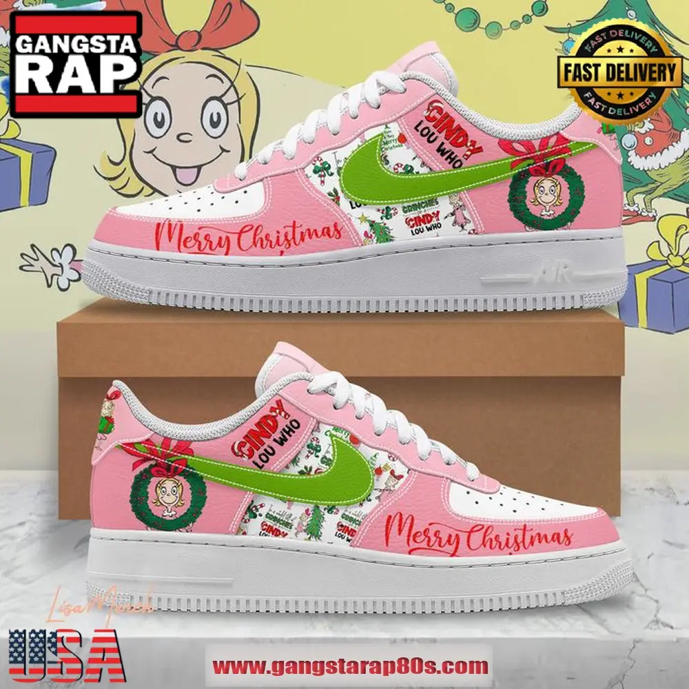 Cindy Lou Who Merry Christmas Limited Edition Air Force 1 Running Sneakers Shoes