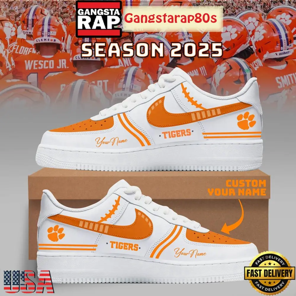 Clemson Tigers Football New Season 2025 Custom Name Air Force 1 Sneakers Shoes Clemson Tigers Football New Season 2025 Custom Name Air Force 1 Sneakers Shoes - Image 1