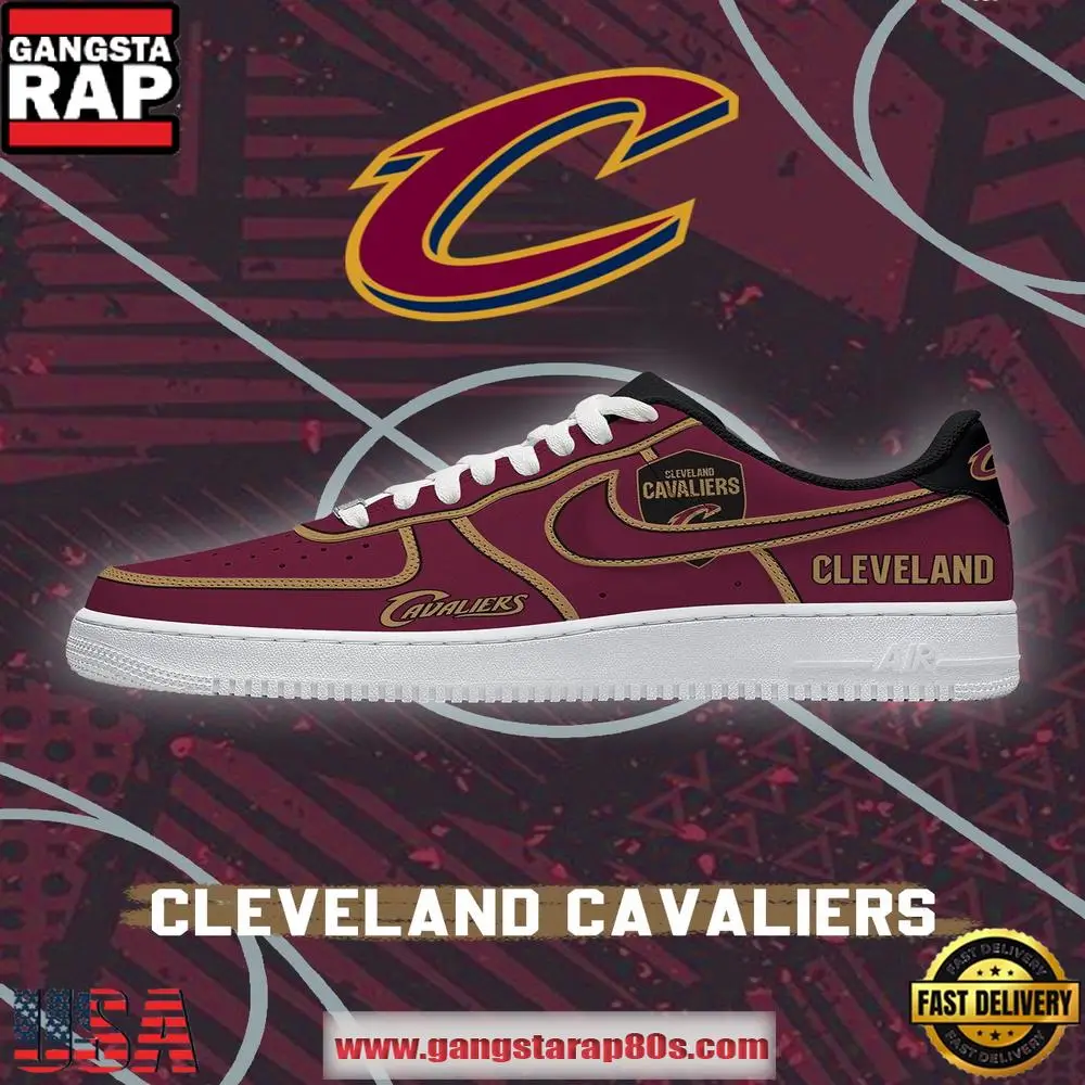 Cleveland Basketball NBA New Version Nike Air Force 1 Shoes Running Sneakers Cleveland Basketball NBA New Version Nike Air Force 1 Shoes Running Sneakers - Image 1