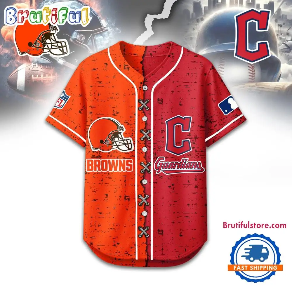 Cleveland Browns Mix Cleveland Guardians Sporty New Design Baseball Jersey