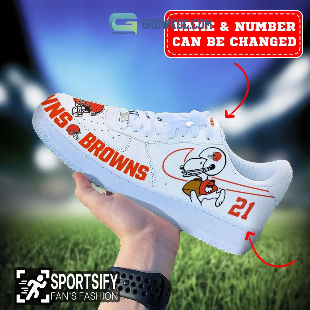 Cleveland Browns NFL Snoopy Personalized Air Force 1 Low Top Shoes Cleveland Browns NFL Snoopy Personalized Air Force 1 Low Top Shoes - Image 1