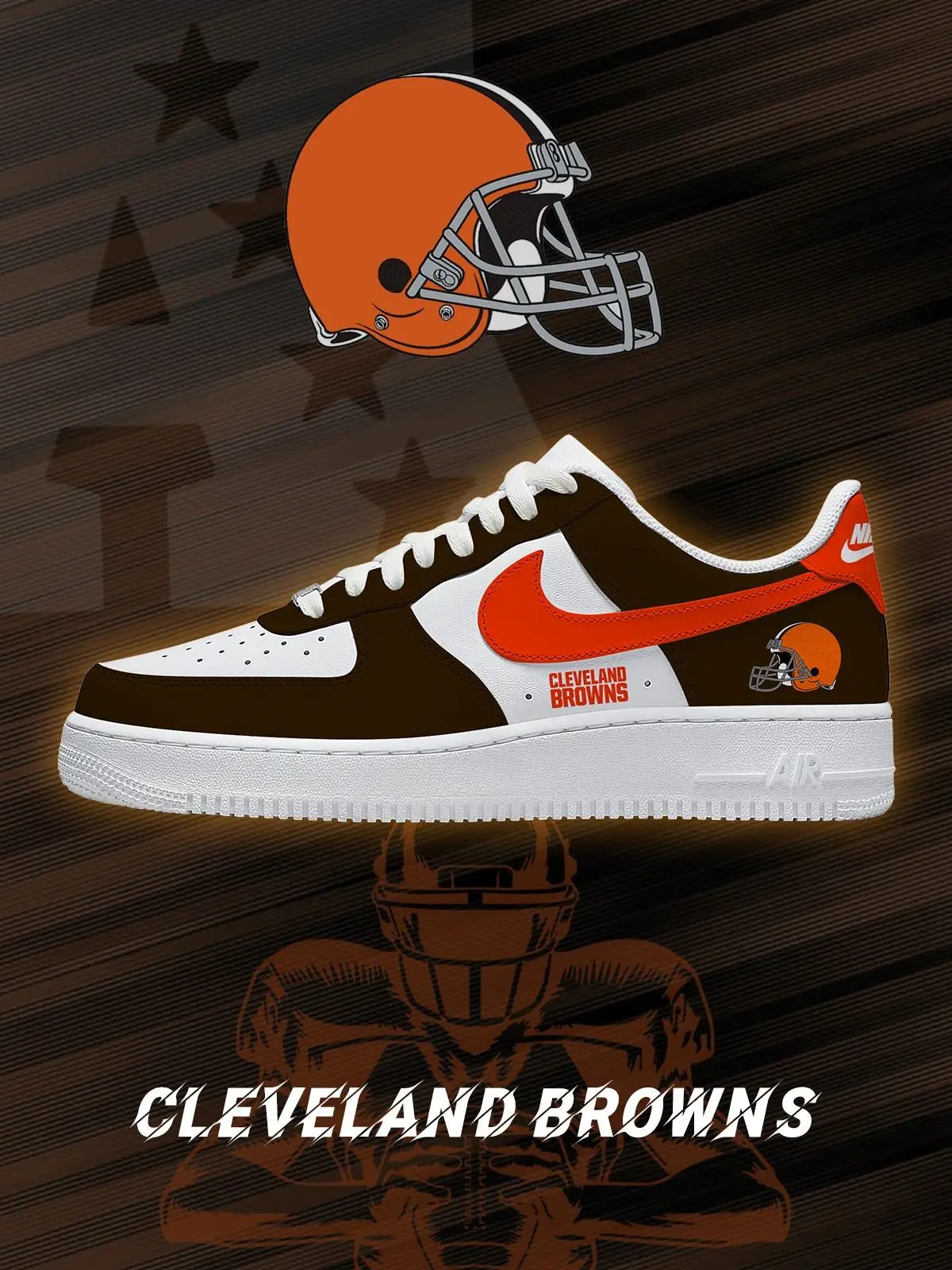 Cleveland Football Custom Air Force 1 Sneakers - NFL Fan Edition | MR86