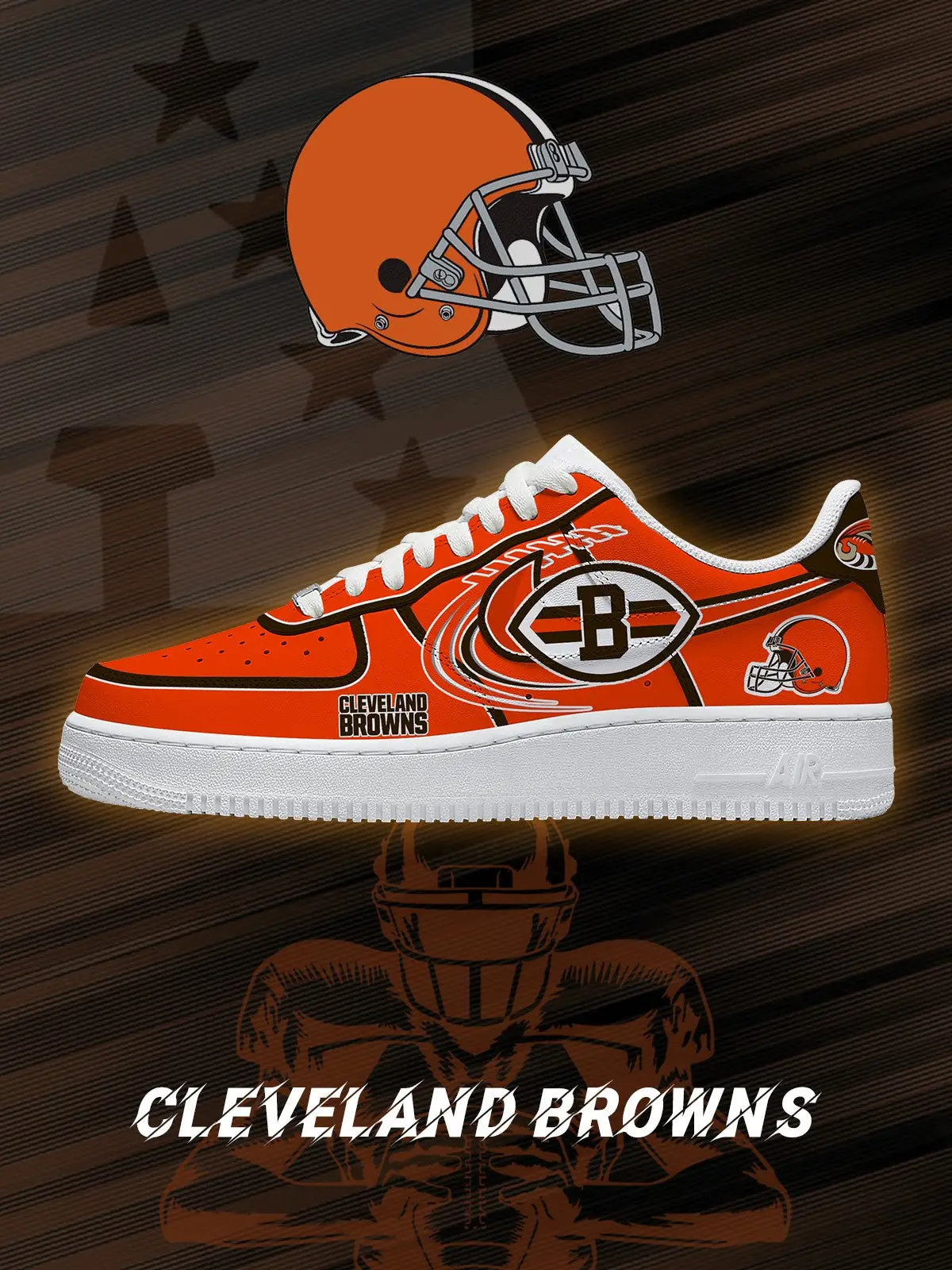 Cleveland Football V.2 Custom Air Force 1 Sneakers - NFL Fan Edition | WS91