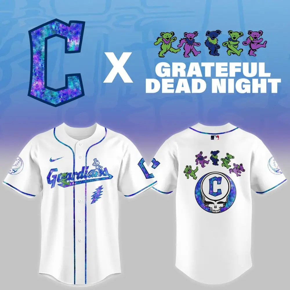 Cleveland Guardians Mlb X Grateful Dead Theme Night Game Baseball Jersey