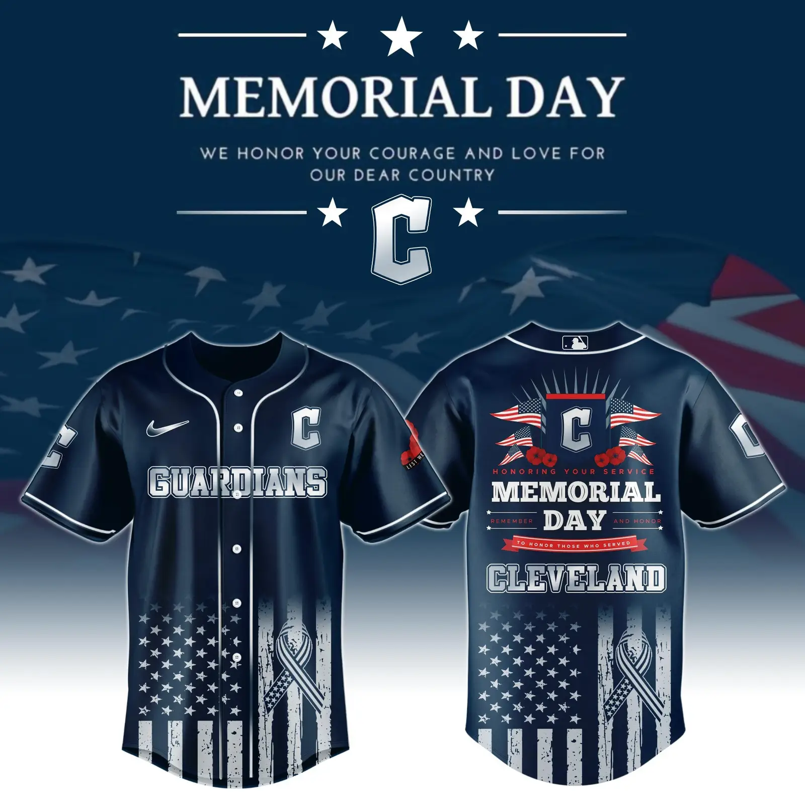 Cleveland Guardians Special Memorial Day Edition Jersey Guardians Merch - Tazila
