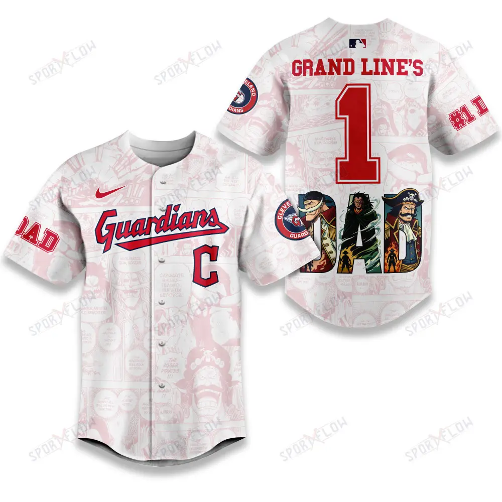 Cleveland Guardians X One Piece Grand Line'S #1 Dad Custom Baseball Jersey