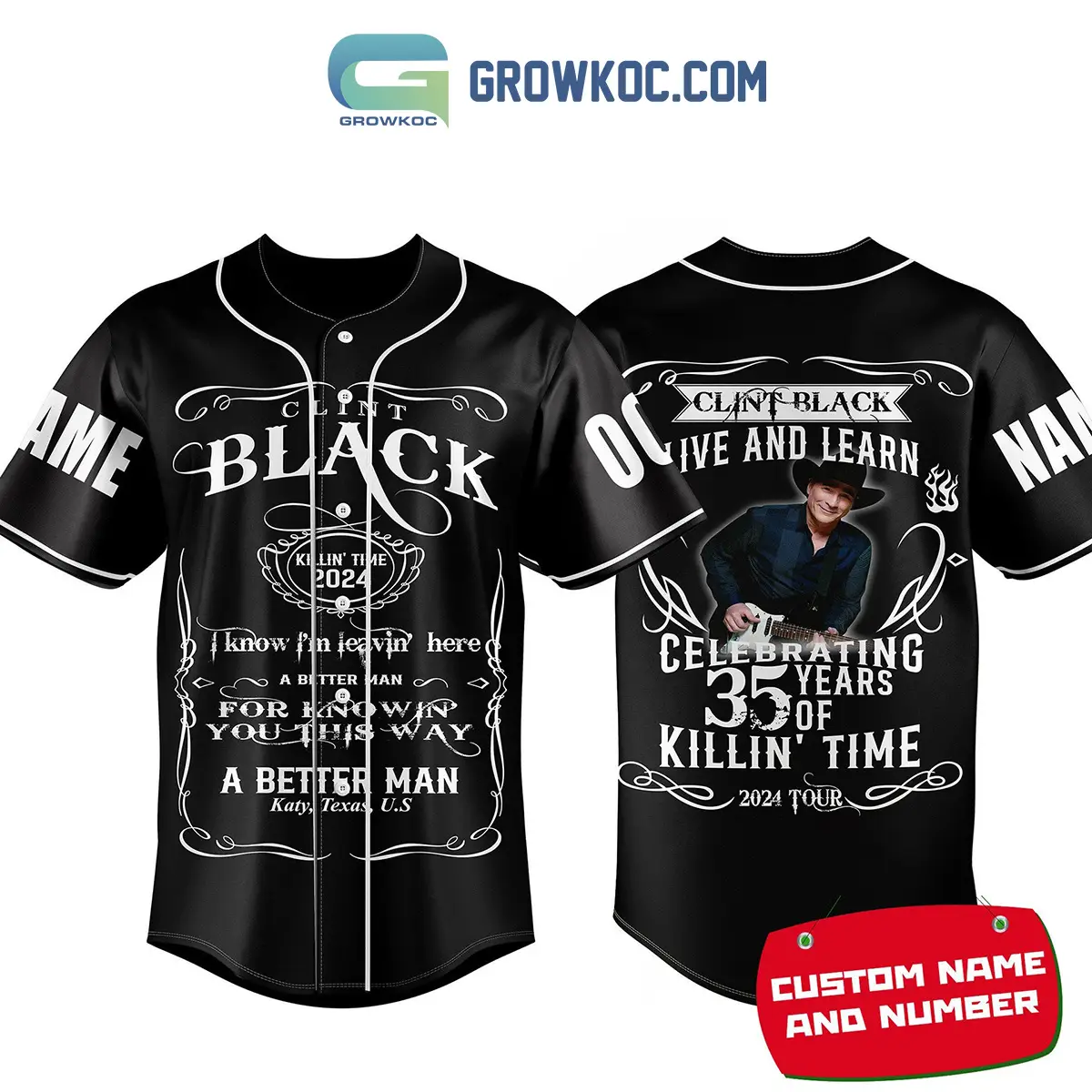 Clint Black Celebrating 35 Years Of Killn' Time Personalized Baseball Jersey