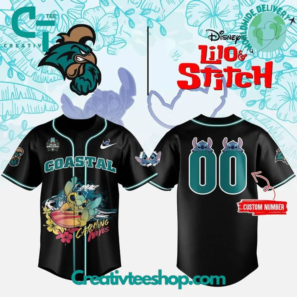 Coastal Carolina Chanticleers X 2025 Lilo & Stitch Personalized Baseball Jersey