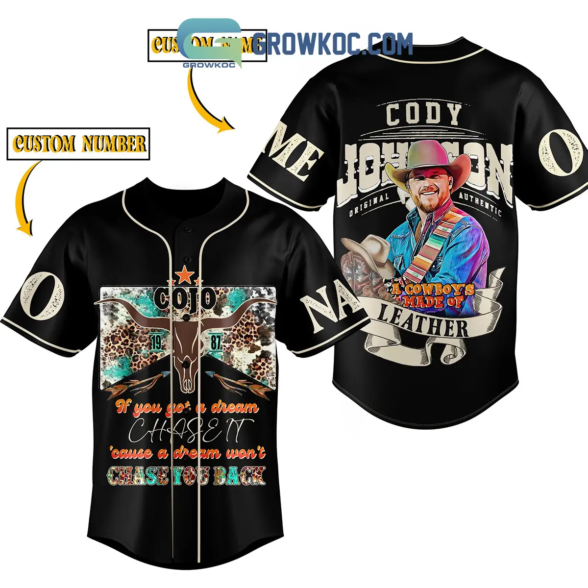 Cody Johnson Made Of Leather Personalized Baseball Jersey