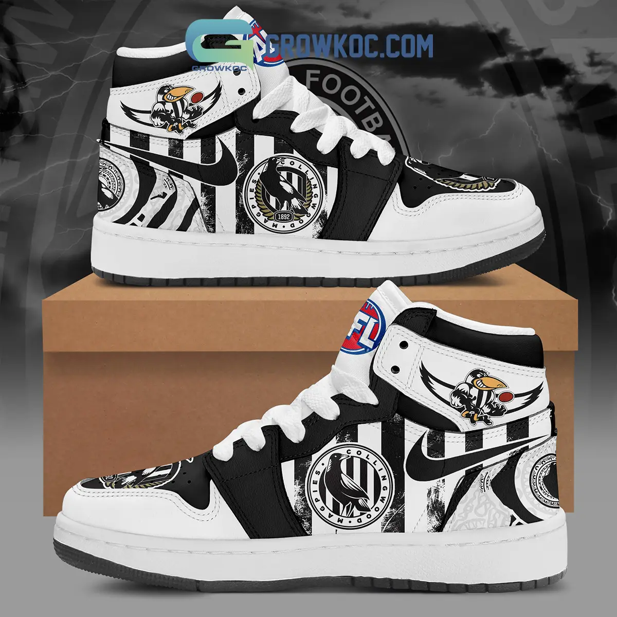 Collingwood Magpies AFL Mascot Air Jordan 1 Shoes