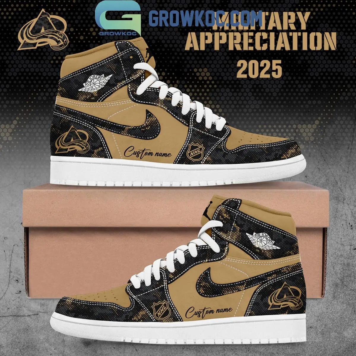 Colorado Avalanche Military Appreciation 2025 Air Jordan 1 Shoes