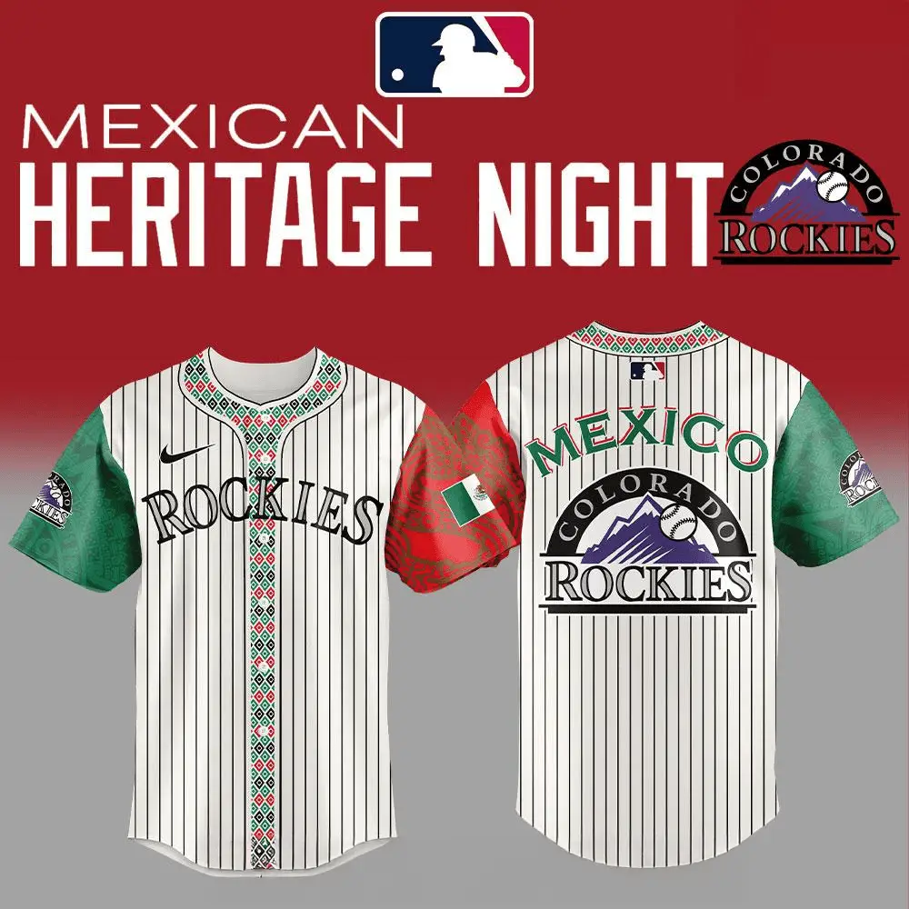 Colorado Rockies 2025 Mexican Heritage Night Striped Jersey Colorado Rockies Merch Fans Gifts - Tazila