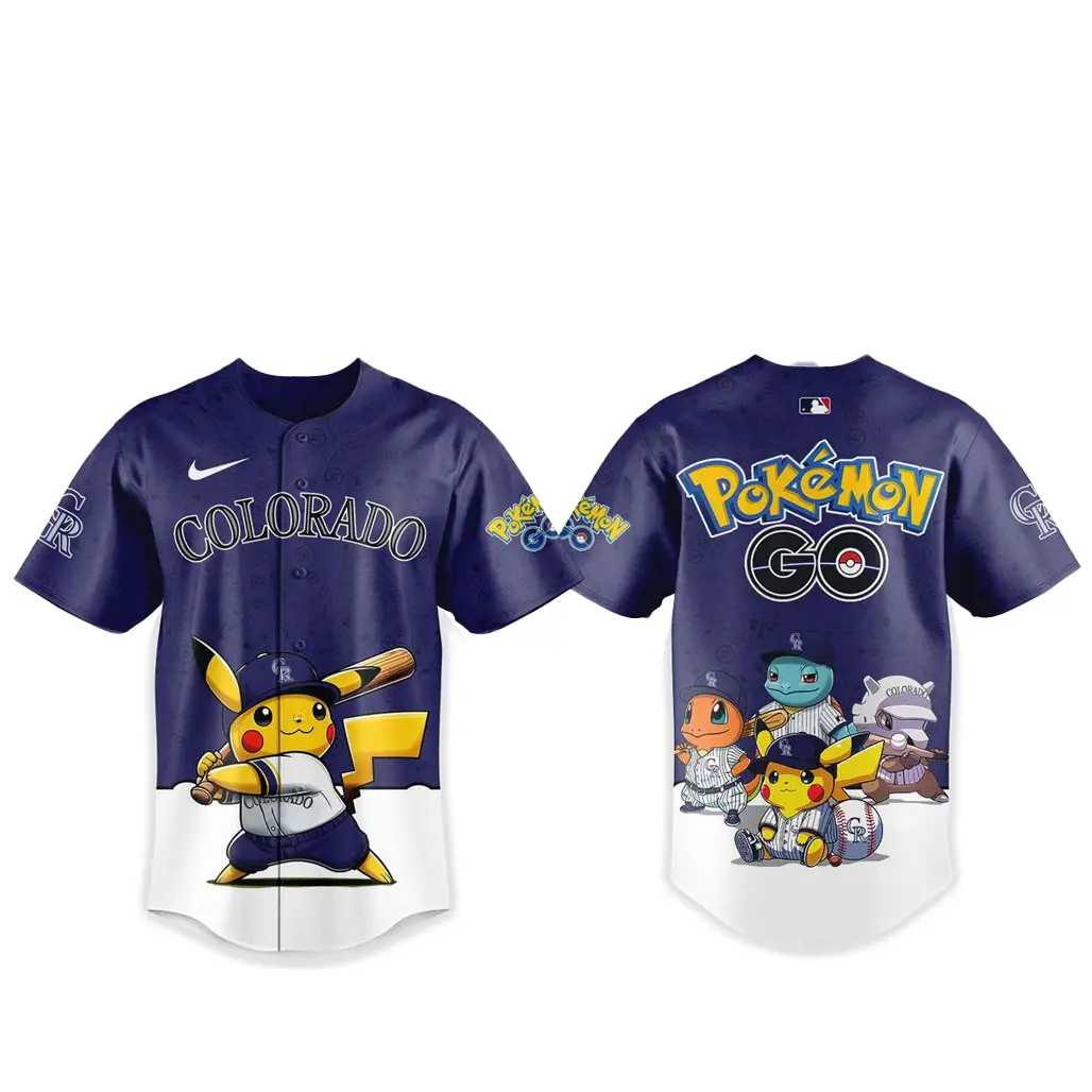 Colorado Rockies Pokemon Go Night 2026 Game Baseball Jersey - Tazila Colorado Rockies Pokemon Go Night 2026 Game Baseball Jersey - Tazila - Image 1