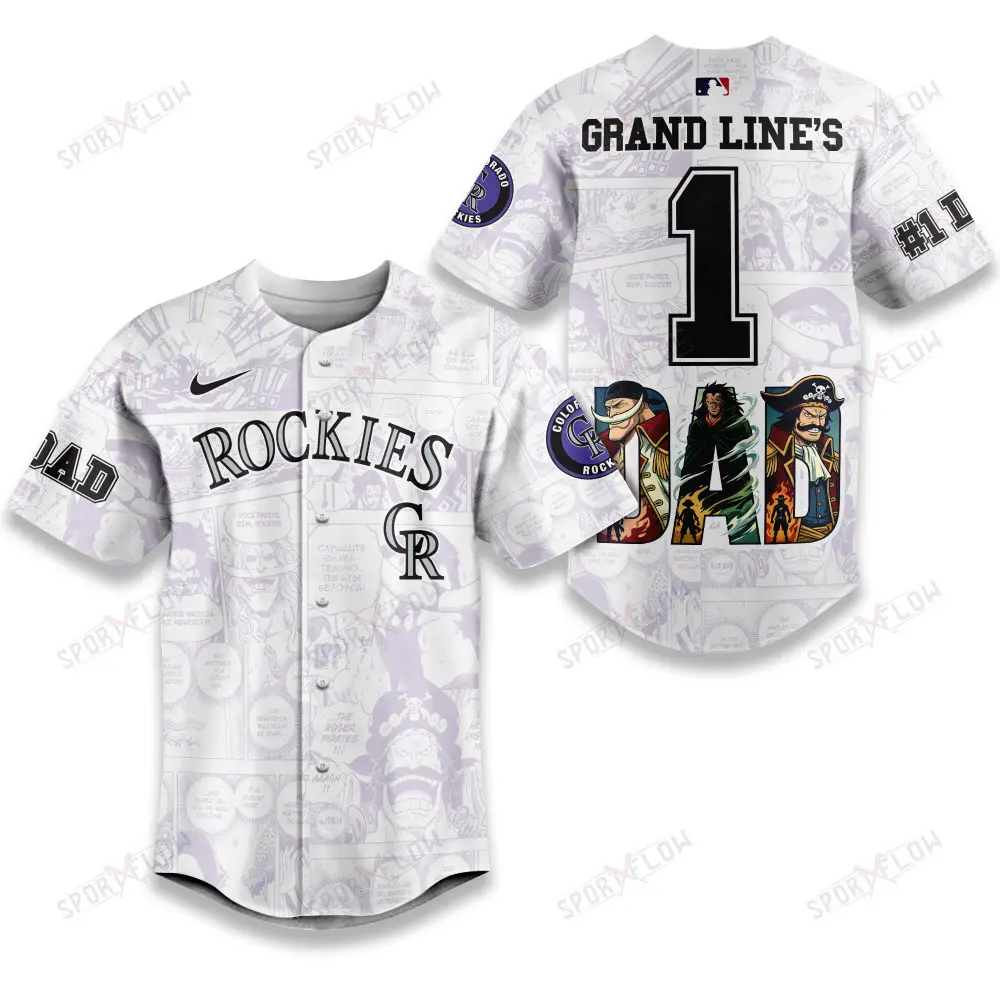 Colorado Rockies X One Piece Grand Line'S #1 Dad Custom Baseball Jersey