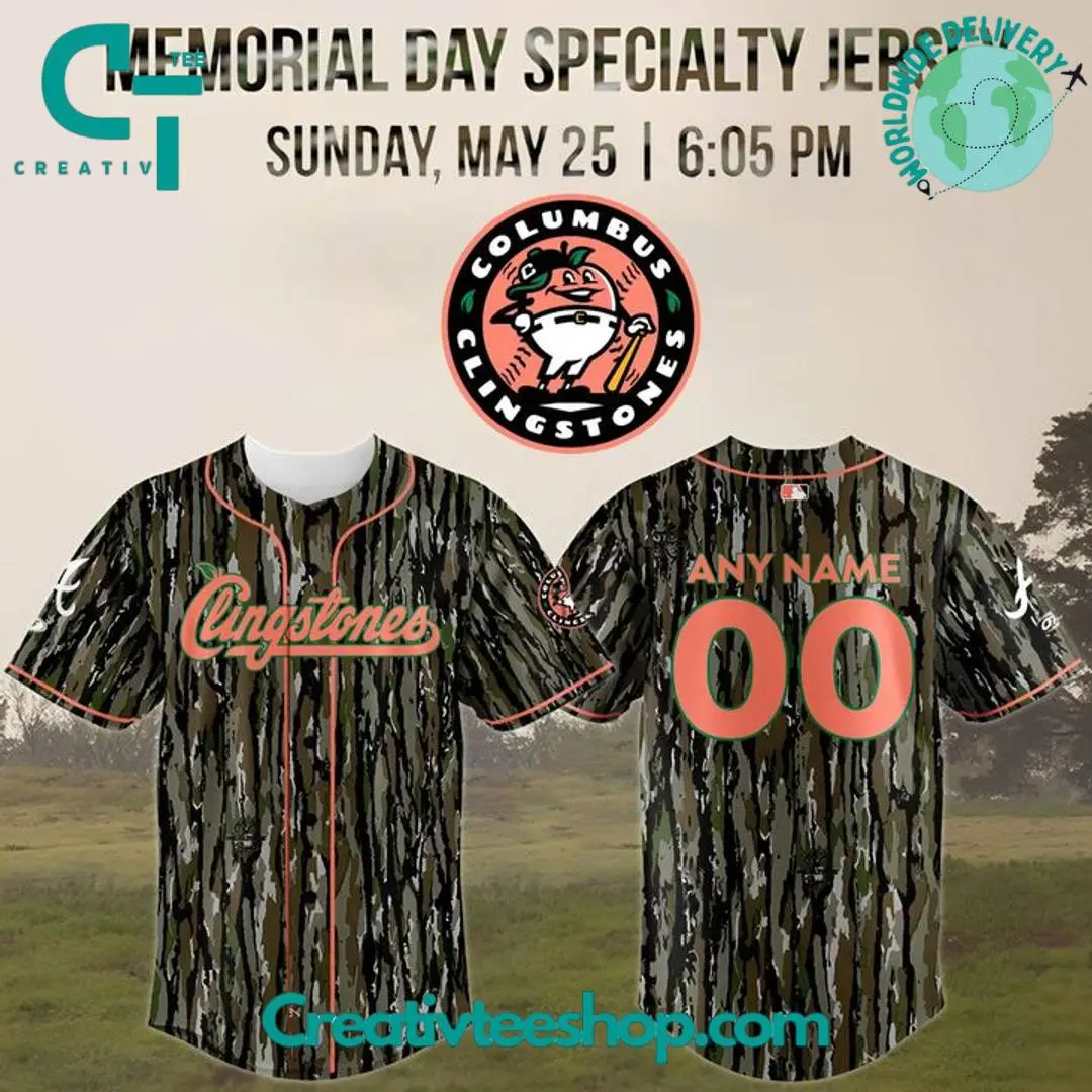 Columbus Clingstones Memorial Day Special Camo Baseball Jersey