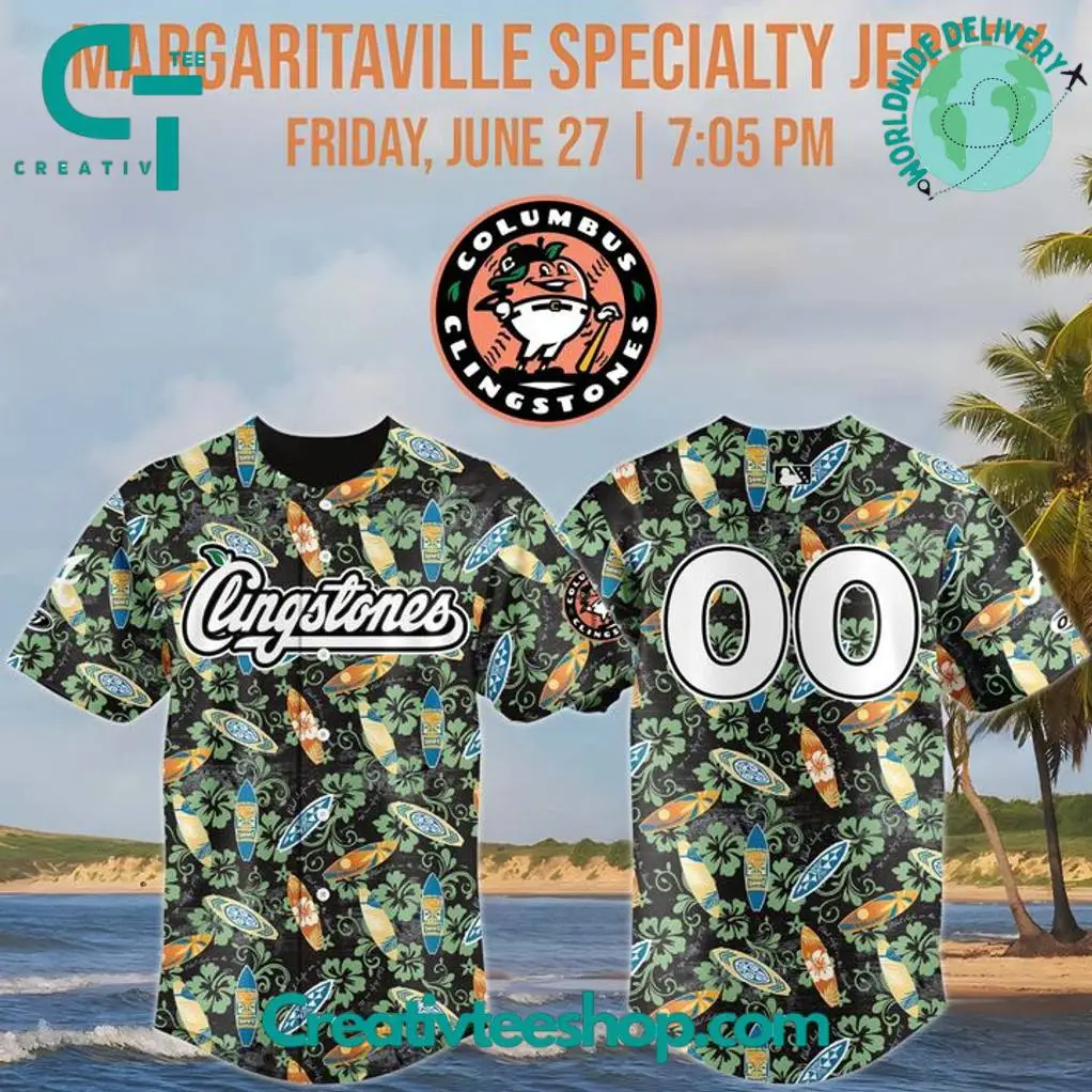 Columbus Clingstones X Margaritaville 2025 Personalized Baseball Jersey
