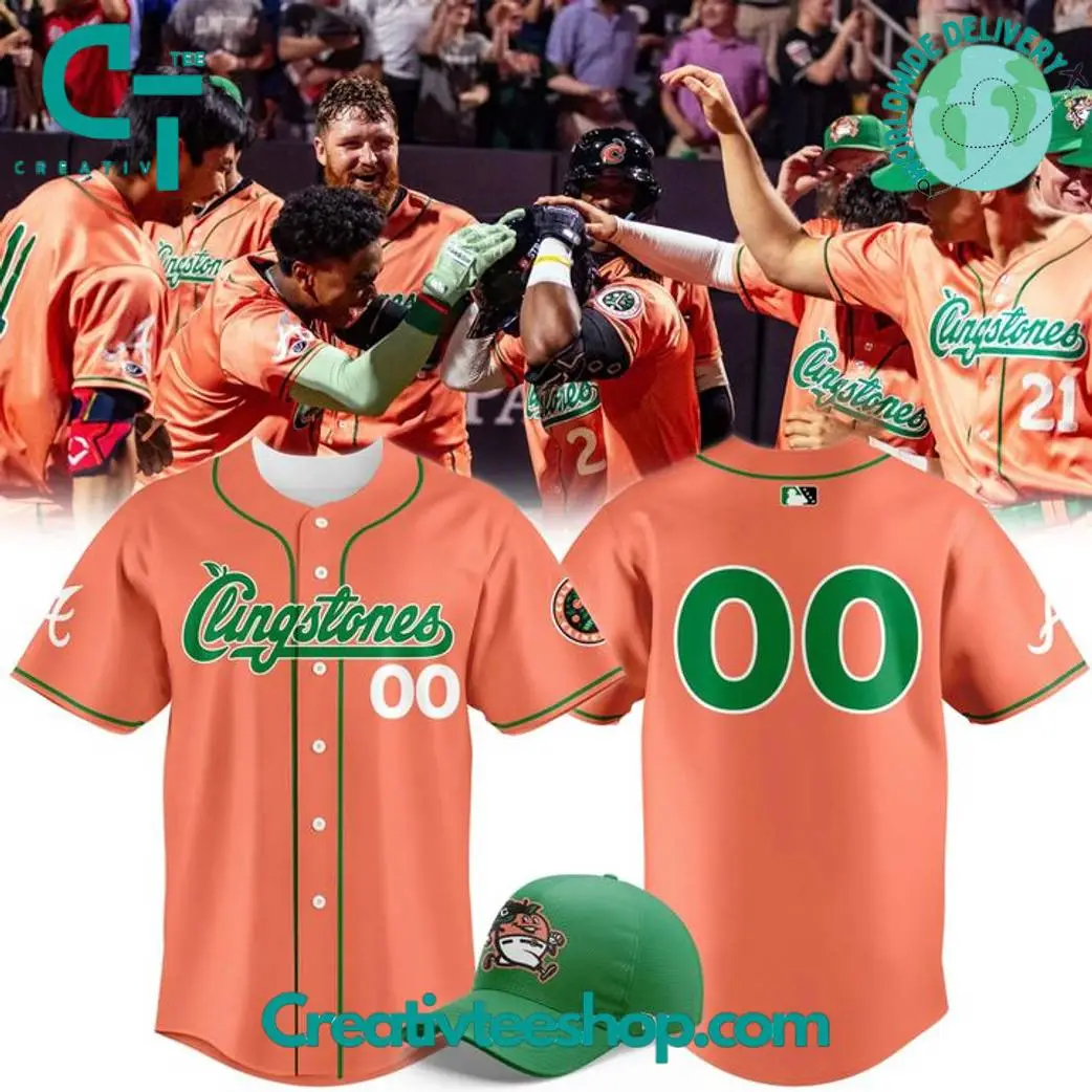 Columbus Clingstones X Peach 2025 Personalized Baseball Jersey Columbus Clingstones X Peach 2025 Personalized Baseball Jersey - Image 1