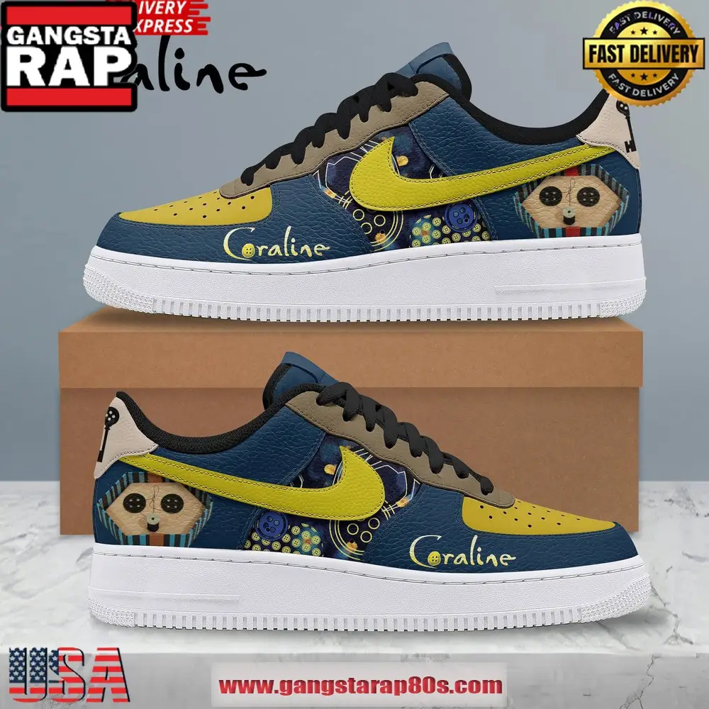 Coraline Halloween Limited Edition Air Force 1 Running Sneakers Shoes Coraline Halloween Limited Edition Air Force 1 Running Sneakers Shoes - Image 1