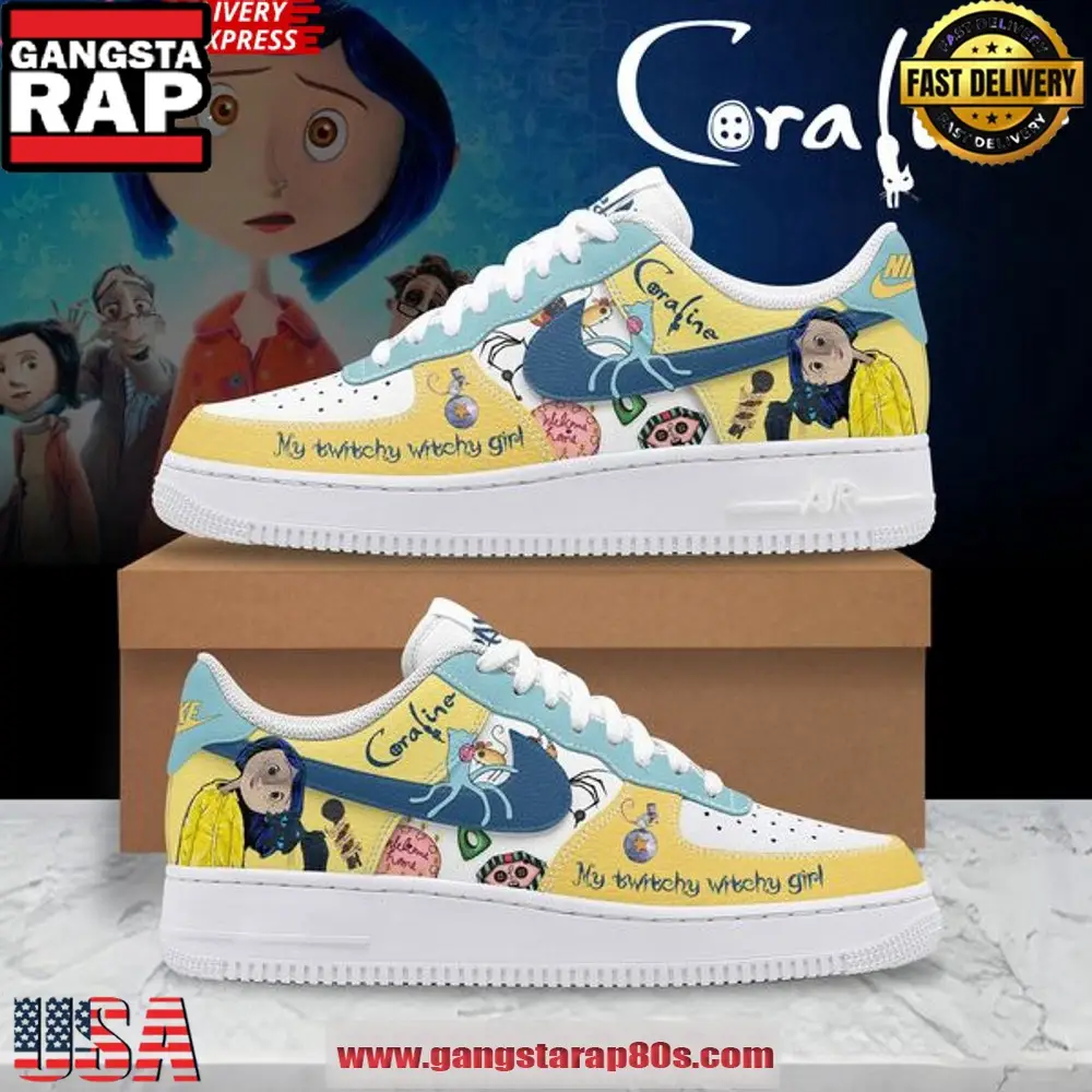Coraline Twitchy Witchy Girl Air Force 1 Running Sneakers Shoes Coraline Twitchy Witchy Girl Air Force 1 Running Sneakers Shoes - Image 1