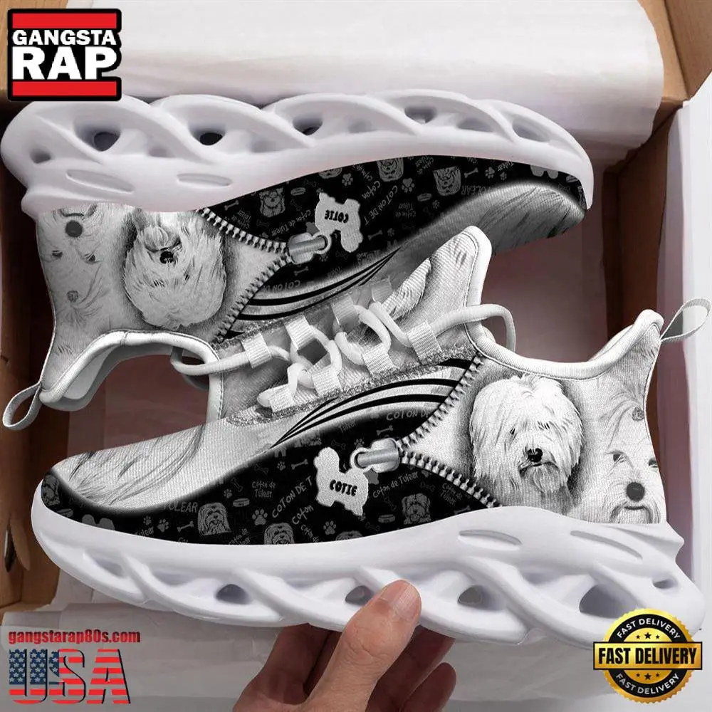 Coton De Tulear Sketch Dogs Lover Max Soul Shoes, Running Sneakers Coton De Tulear Sketch Dogs Lover Max Soul Shoes, Running Sneakers - Image 1