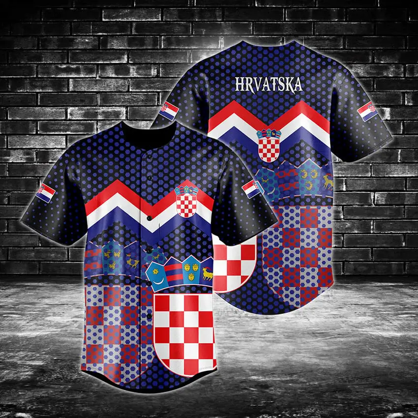 Croatia Flag Baseball Jersey - Stylish Hrvatska Sports Shirt For Fans
