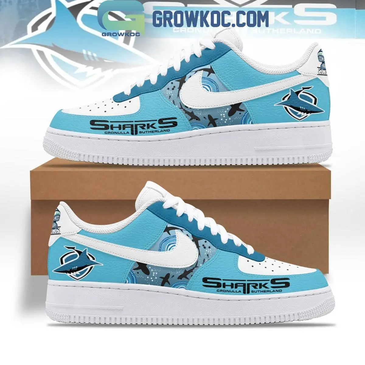 Cronulla Sutherland Sharks Go Sharks Fan Air Force 1 Shoes