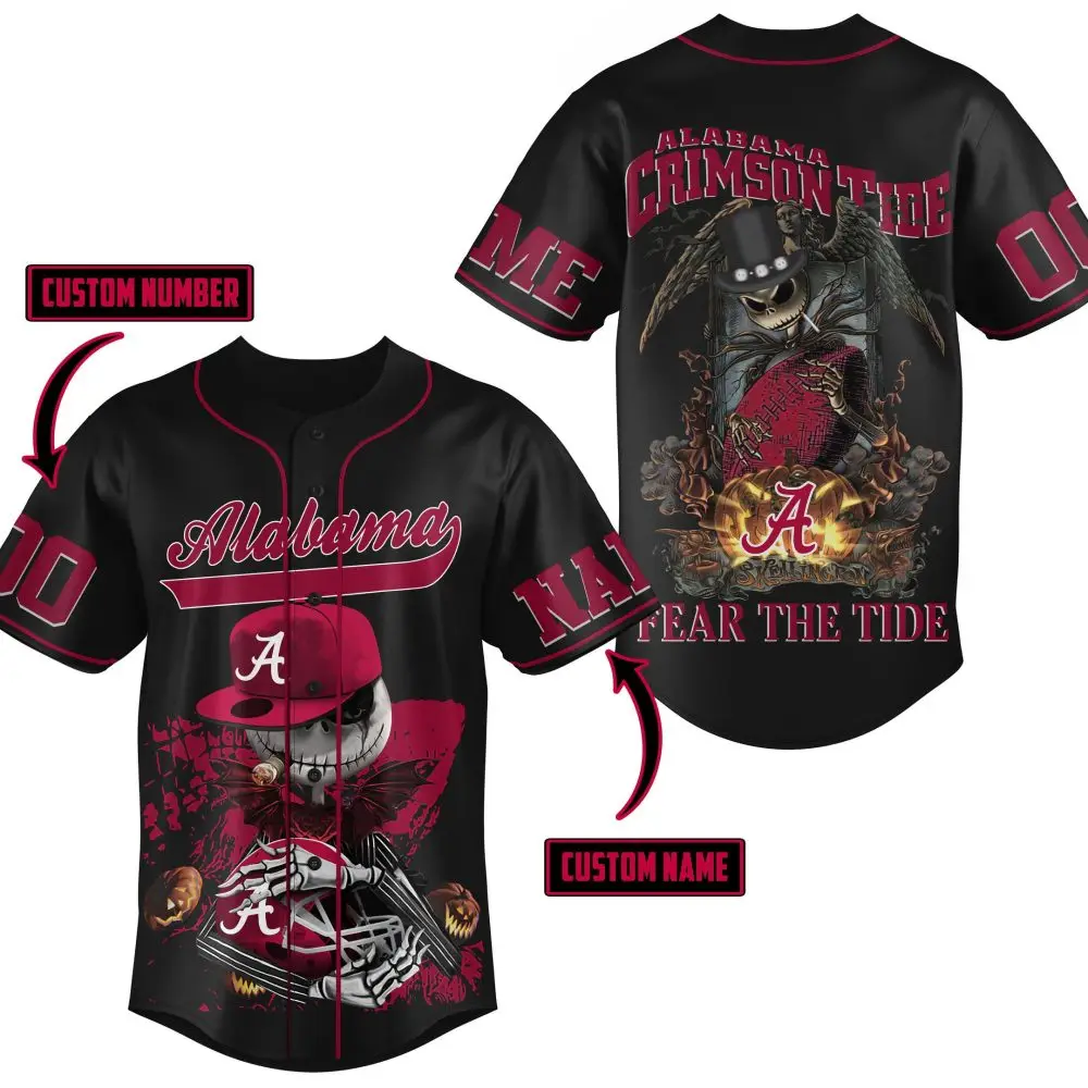 Custom Alabama Crimson Tide Jersey - Personalized Name & Number - Fear The Tide Design