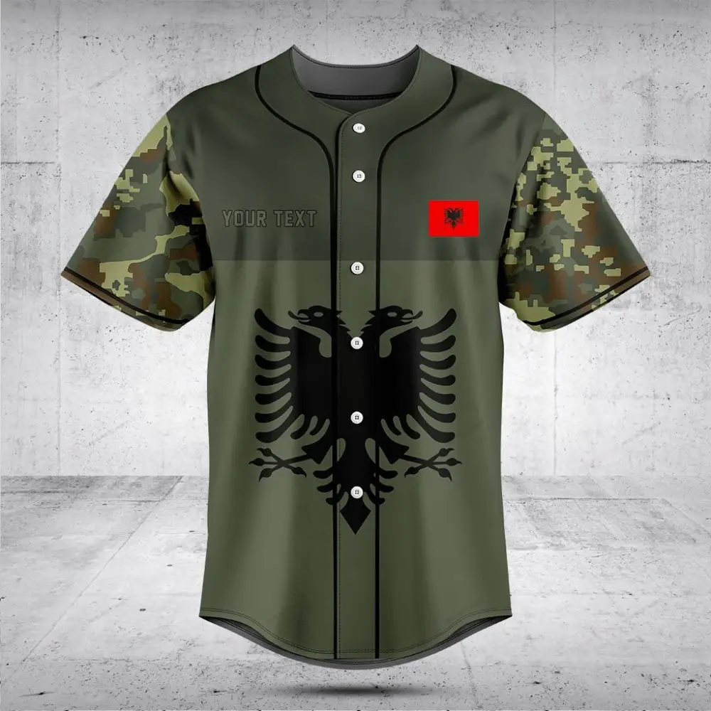 Custom Albanian Eagle Camo Baseball Jersey - Personalized Sportswear Top Custom Albanian Eagle Camo Baseball Jersey - Personalized Sportswear Top - Image 1