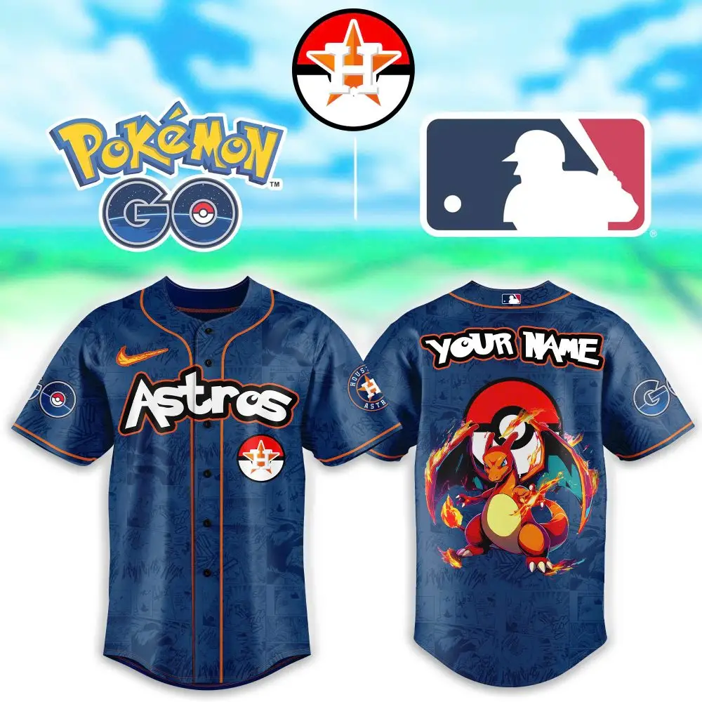 Custom Astros Pokémon Go Baseball Jersey – Add Your Name & Favorite Pokémon Design